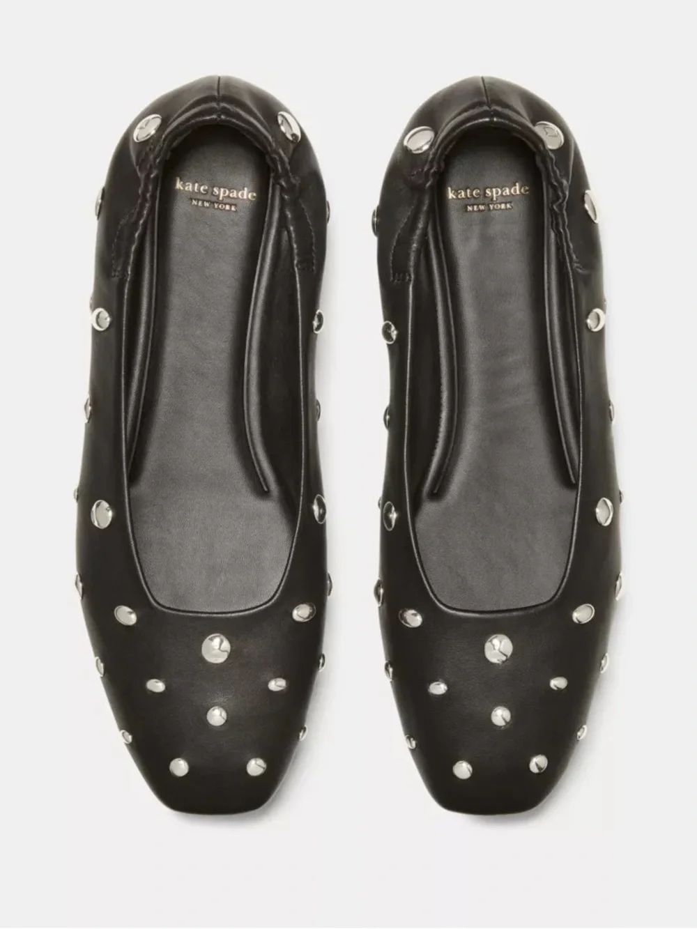 Kate Spade Halo Ballet Flat (Sz 9) Black Studded Leather